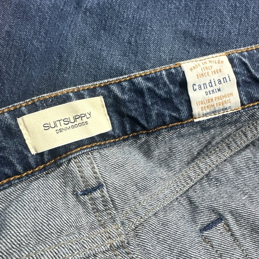 Suitsupply Candiani Denim Jeans Mens Fit 35/33 Blue Italian Button Fly Selvedge